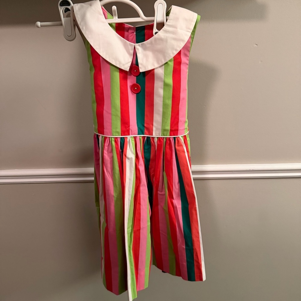 Eleanor Rose Nanette Party Dress Girls Size 4–5 | Striped Peter Pan Collar